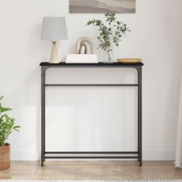 Berkfield Home Console Table Black oak Metal frame, MDF top Compact Durable - thumbnail 4