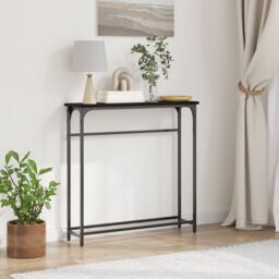 Berkfield Home Console Table Black oak Metal frame, MDF top Compact Durable