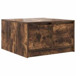 Berkfield Home Decorative Coffee Table with Drawers Smoked Oak 70.5x70x40 cm in Brown - thumbnail 3