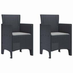 Berkfield Home Garden Chair Set of 2 Anthracite, Light Grey - thumbnail 2