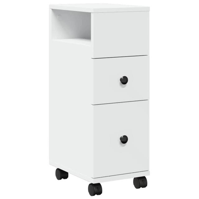 Berkfield Home Narrow Bathroom Cabinet with Wheels White Engineered Wood - image 1