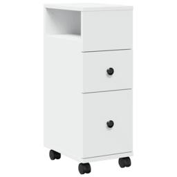 Berkfield Home Narrow Bathroom Cabinet with Wheels White Engineered Wood - thumbnail 1