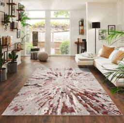 Smart Living Luxury Soft Modern Shimmer Sunset Rug for Living & Bedroom in Pink - Size: 200 cm x 290 cm - thumbnail 4