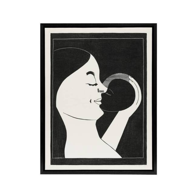 "Artery8 Mother & Child Stylised Painting De Mesquita Framed Canvas Wall Art in Black - Size: W12"" x H16""" - image 1