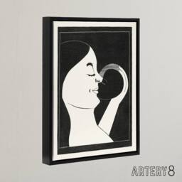 "Artery8 Mother & Child Stylised Painting De Mesquita Framed Canvas Wall Art in Black - Size: W12"" x H16""" - thumbnail 2