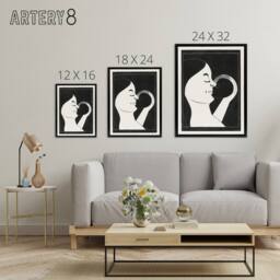 "Artery8 Mother & Child Stylised Painting De Mesquita Framed Canvas Wall Art in Black - Size: W12"" x H16""" - thumbnail 4