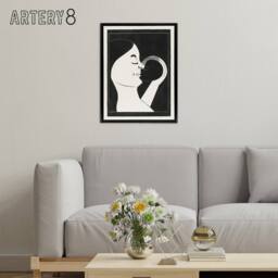 "Artery8 Mother & Child Stylised Painting De Mesquita Framed Canvas Wall Art in Black - Size: W12"" x H16""" - thumbnail 3