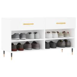 Berkfield Home Shoe Bench White 102x35x55 cm Engineered Wood - Size: 102 x 35 x 55 cm
