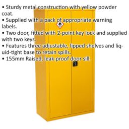 Loops Hazardous Substance Cabinet - 900 x 460 x 1800mm - Two Door - 2-Point Key Lock - thumbnail 2