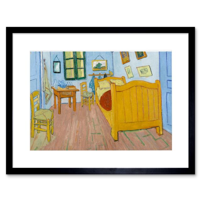 "Artery8 Wall Art Print Van Gogh The Bedroom Framed in Black - Size: W7"" x H9""" - image 1