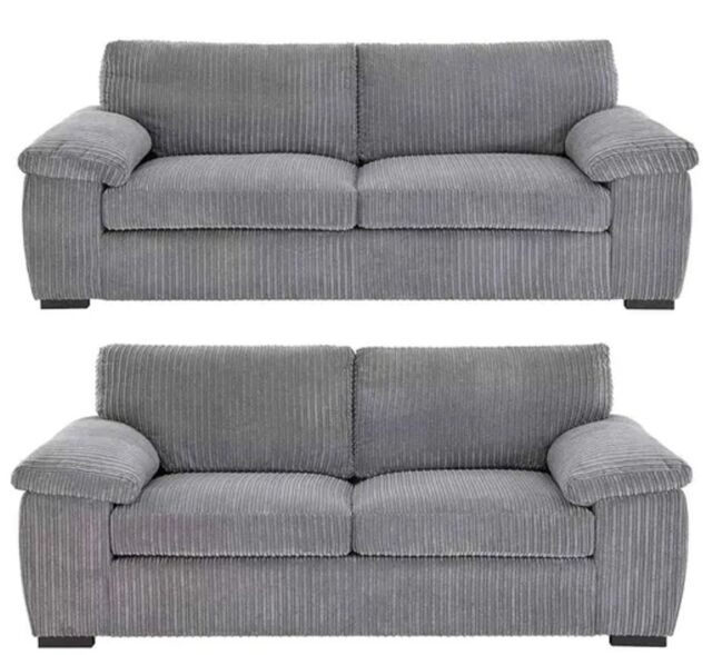 SquareBoxx Capri Jumbo Cord Sofa, 3+2 in Grey - image 1