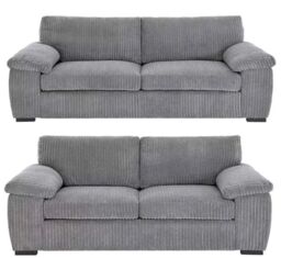 SquareBoxx Capri Jumbo Cord Sofa, 3+2 in Grey - thumbnail 1