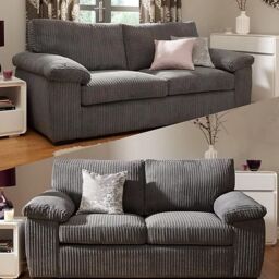 SquareBoxx Capri Jumbo Cord Sofa, 3+2 in Grey - thumbnail 3