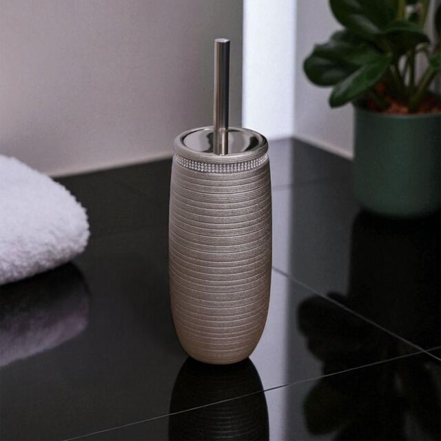 Showerdrape Pzazz Silver Diamante Toilet Brush & Holder - image 1
