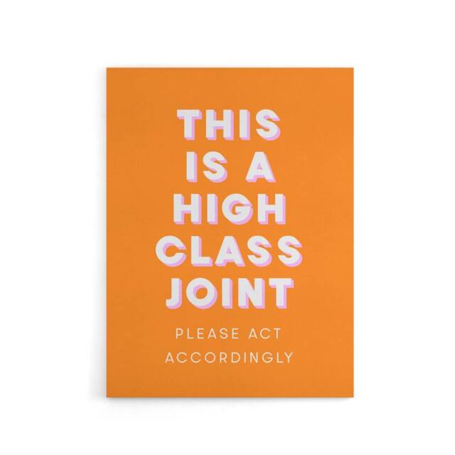 "Artery8 High Class Joint Act Accordingly Orange Funny Canvas Wall Art Print - Size: W12"" x H16""" - image 1