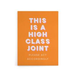 "Artery8 High Class Joint Act Accordingly Orange Funny Canvas Wall Art Print - Size: W12"" x H16""" - thumbnail 1