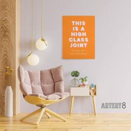 "Artery8 High Class Joint Act Accordingly Orange Funny Canvas Wall Art Print - Size: W12"" x H16""" - thumbnail 3