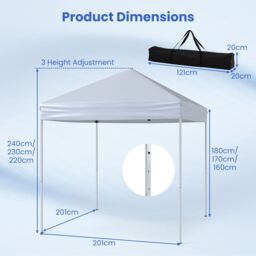 Costway Outdoor Pop-up Canopy Instant Folding Shelter w/Adjustable Heights in White - thumbnail 3