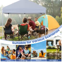 Costway Outdoor Pop-up Canopy Instant Folding Shelter w/Adjustable Heights in White - thumbnail 9