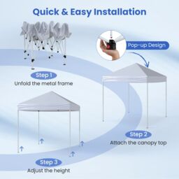 Costway Outdoor Pop-up Canopy Instant Folding Shelter w/Adjustable Heights in White - thumbnail 2