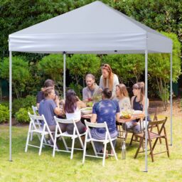 Costway Outdoor Pop-up Canopy Instant Folding Shelter w/Adjustable Heights in White - thumbnail 5