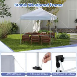Costway Outdoor Pop-up Canopy Instant Folding Shelter w/Adjustable Heights in White - thumbnail 8