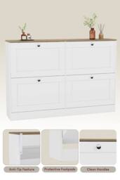 Home Discount Vida Designs 4 Drawer Shoe Cabinet Flip Down Shoe Storage Organizer in White - thumbnail 5