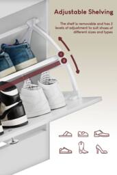 Home Discount Vida Designs 4 Drawer Shoe Cabinet Flip Down Shoe Storage Organizer in White - thumbnail 4