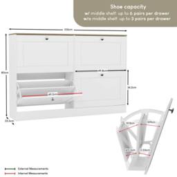 Home Discount Vida Designs 4 Drawer Shoe Cabinet Flip Down Shoe Storage Organizer in White - thumbnail 2