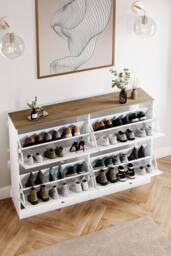 Home Discount Vida Designs 4 Drawer Shoe Cabinet Flip Down Shoe Storage Organizer in White - thumbnail 6