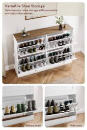 Home Discount Vida Designs 4 Drawer Shoe Cabinet Flip Down Shoe Storage Organizer in White - thumbnail 3