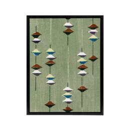 "Artery8 Vintage Japanese Textile Pattern Framed Canvas Wall Art Print Korin in Green - Size: W12"" x H16""" - thumbnail 1