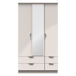 Ready Assembled 2 U Holborn Tall Triple 2 Drawer Mirror + Drawer Wardrobe (Ready Assembled) in Taupe - thumbnail 1
