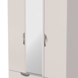 Ready Assembled 2 U Holborn Tall Triple 2 Drawer Mirror + Drawer Wardrobe (Ready Assembled) in Taupe - thumbnail 4