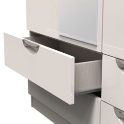 Ready Assembled 2 U Holborn Tall Triple 2 Drawer Mirror + Drawer Wardrobe (Ready Assembled) in Taupe - thumbnail 7