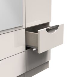 Ready Assembled 2 U Holborn Tall Triple 2 Drawer Mirror + Drawer Wardrobe (Ready Assembled) in Taupe - thumbnail 8
