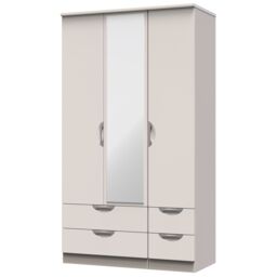 Ready Assembled 2 U Holborn Tall Triple 2 Drawer Mirror + Drawer Wardrobe (Ready Assembled) in Taupe - thumbnail 3