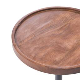 Wyld and Coco Round Side Table - Brown Mango Wood Top Black Marble Base - thumbnail 3