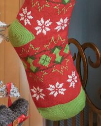 Dibor Set of 4 Knitted Red Fair Isle Pompom Xmas Gift Christmas Stocking - Size: 4 Pack - thumbnail 3