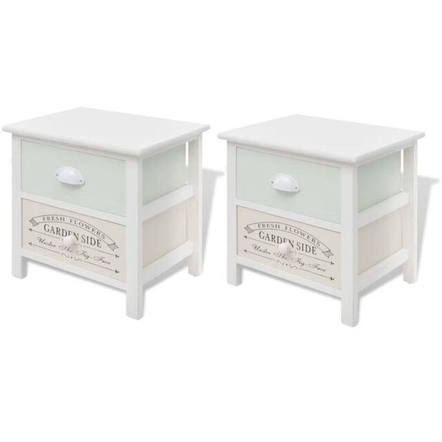 Berkfield Home French Bedside Cabinets 2 pcs Wood in White - image 1
