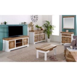 Indian Hub Alfie Sideboard - 1 Drawer & 2 Doors - Mango Wood - L40 x W80 x H80 cm in Brown - thumbnail 2