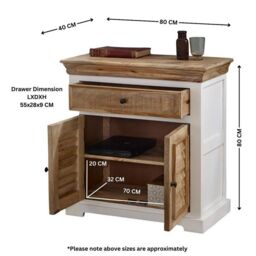 Indian Hub Alfie Sideboard - 1 Drawer & 2 Doors - Mango Wood - L40 x W80 x H80 cm in Brown - thumbnail 3