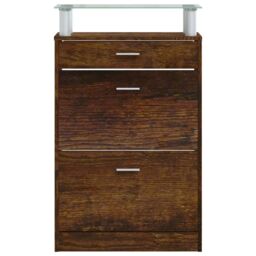 Berkfield Home Shoe Cabinet Smoked Oak 63x24x104 cm Engineered Wood in Brown - Size: 63 x 24 x 104 cm - thumbnail 6