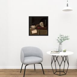 "Artery8 Wall Art Print Harnett Memento Mori To This Favour Square Framed Picture 16X16 Inch in Black - Size: W16"" x H16""" - thumbnail 2