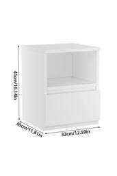 Garden Sanctuary Wooden Nightstand Bedside Table with Drawer in White - thumbnail 4