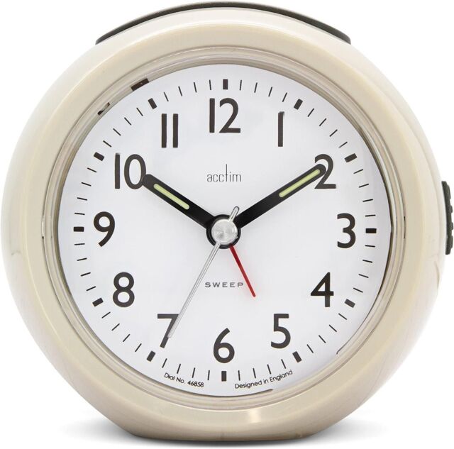 Acctim Grace Non-Ticking Sweep Analogue Bedroom Alarm Clock in Taupe - image 1