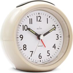 Acctim Grace Non-Ticking Sweep Analogue Bedroom Alarm Clock in Taupe - thumbnail 2