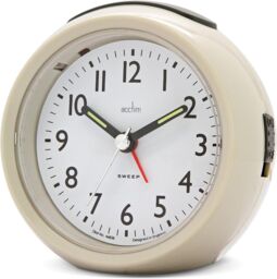 Acctim Grace Non-Ticking Sweep Analogue Bedroom Alarm Clock in Taupe - thumbnail 3