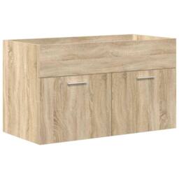 Berkfield Home Bathroom Sink Cabinet with Built-in Basin & Faucet Sonoma Oak in Light Tan - thumbnail 5