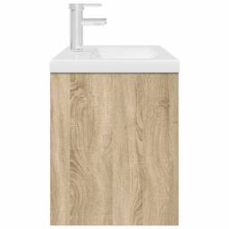 Berkfield Home Bathroom Sink Cabinet with Built-in Basin & Faucet Sonoma Oak in Light Tan - thumbnail 7